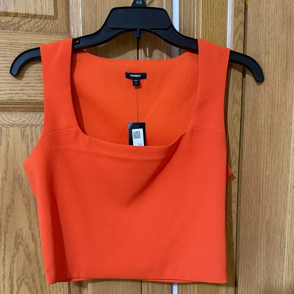 NWT Express Square Neck Orange Cropped Tank